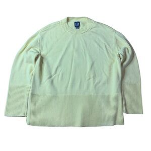 GAP Vibrant Lemon Yellow 100% Cotton Shaker Knit Sweater - L